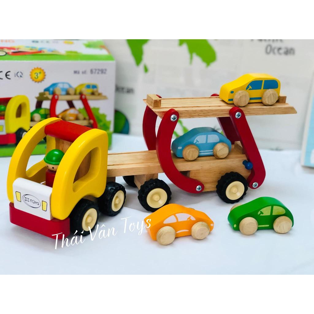 Đồ chơi Xe Trượt Xe Chở Hàng hai tầng bằng gỗ | Xe 2 tầng Winwintoys