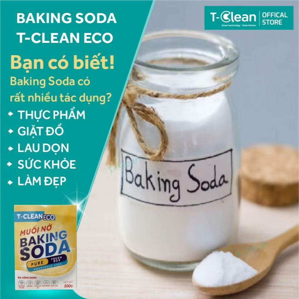 Baking Soda T-Clean 750g - Đa Công Dụng - Rửa Rau Quả - Thực Phẩm - Khử Mùi - Thông Cống - Làm Mềm