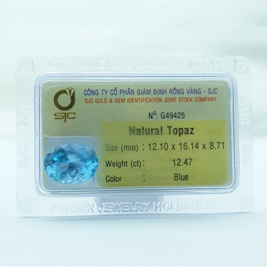 Viên đá Topaz kiểm định tự nhiên mài giác oval - 49425