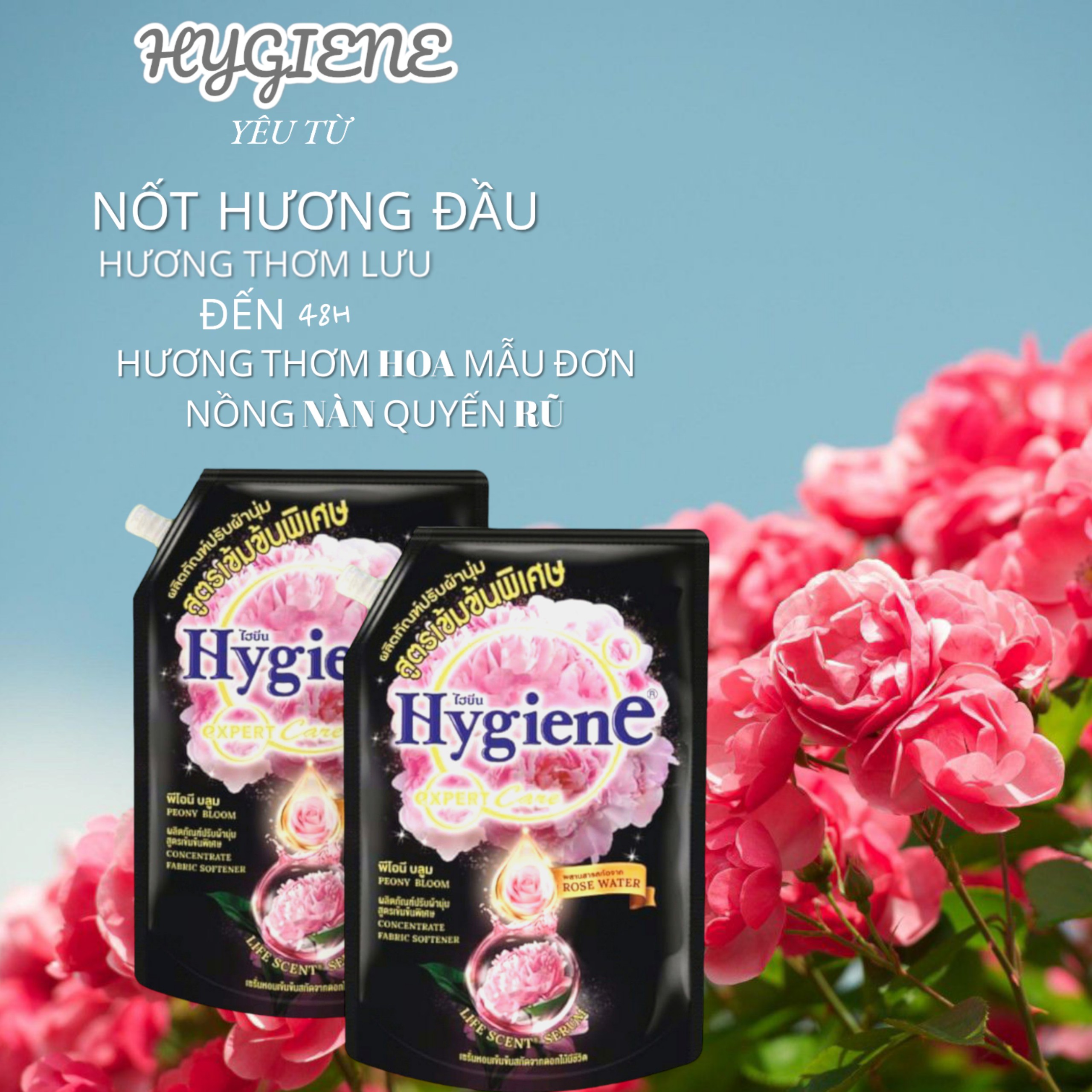 Combo 2 Túi Nước Xả Vải Hygiene Expert Care Thái Lan Siêu Đậm Đặc Làm Mềm Vải 1150ml Màu Đen