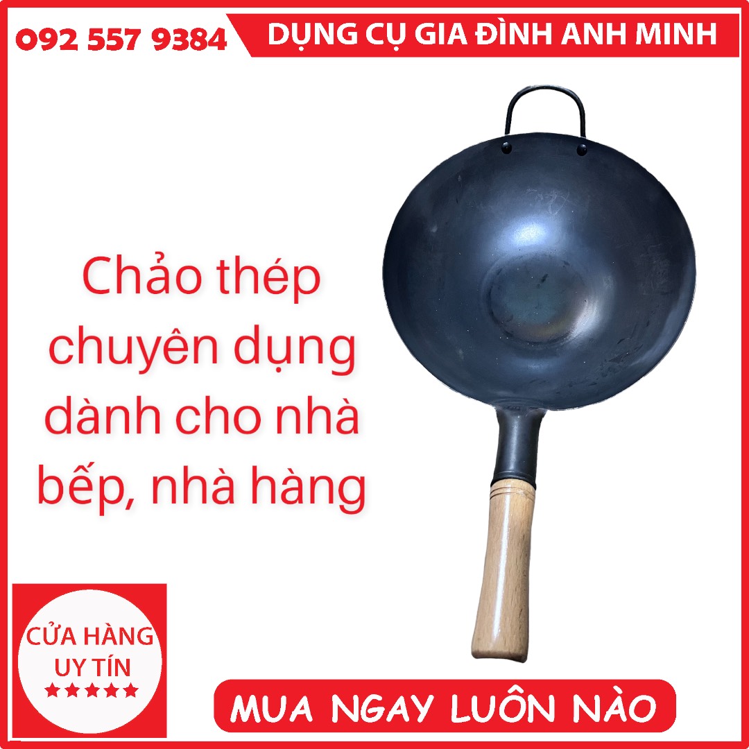 Chảo thép tay cầm cao cấp (chuyên dùng nhà hàng) - chảo thép nhà hàng - chảo thép chuyên dụng - chảo thép chất lượng