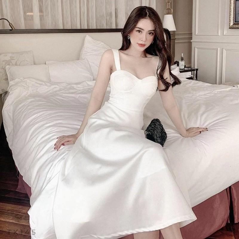 Đầm váy hai dây maxi đi tiệc cúp ngực 2 màu