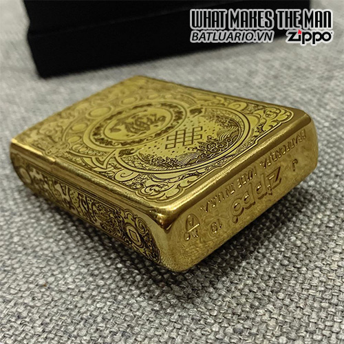 Bật Lửa Zippo 168 Khắc Kỳ Lân Ngậm Tiền Vàng 5 Mặt – Zippo 168.Kylan