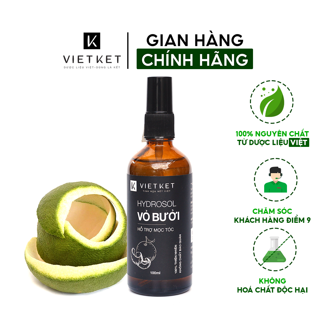 Hydrosol Vỏ Bưởi VIETKET 100ml - Chăm sóc tóc, Bảo vệ chân tóc chắc khỏe.