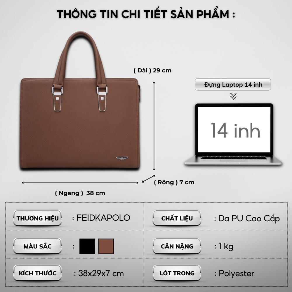 Cặp da công sở Cặp văn phòng Cao Cấp FEIDKAPOLO Chất liệu Da PU cực bền,Cặp Đựng Laptop 14inh,Vệ sinh dễ dàng-