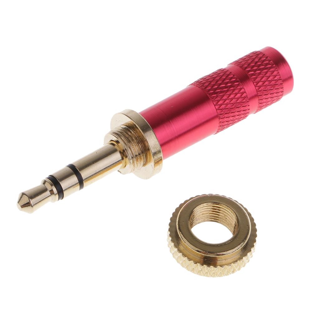 3.5mm Screw Lock Stereo Jack Male Plug Metal Audio Solder Adapter