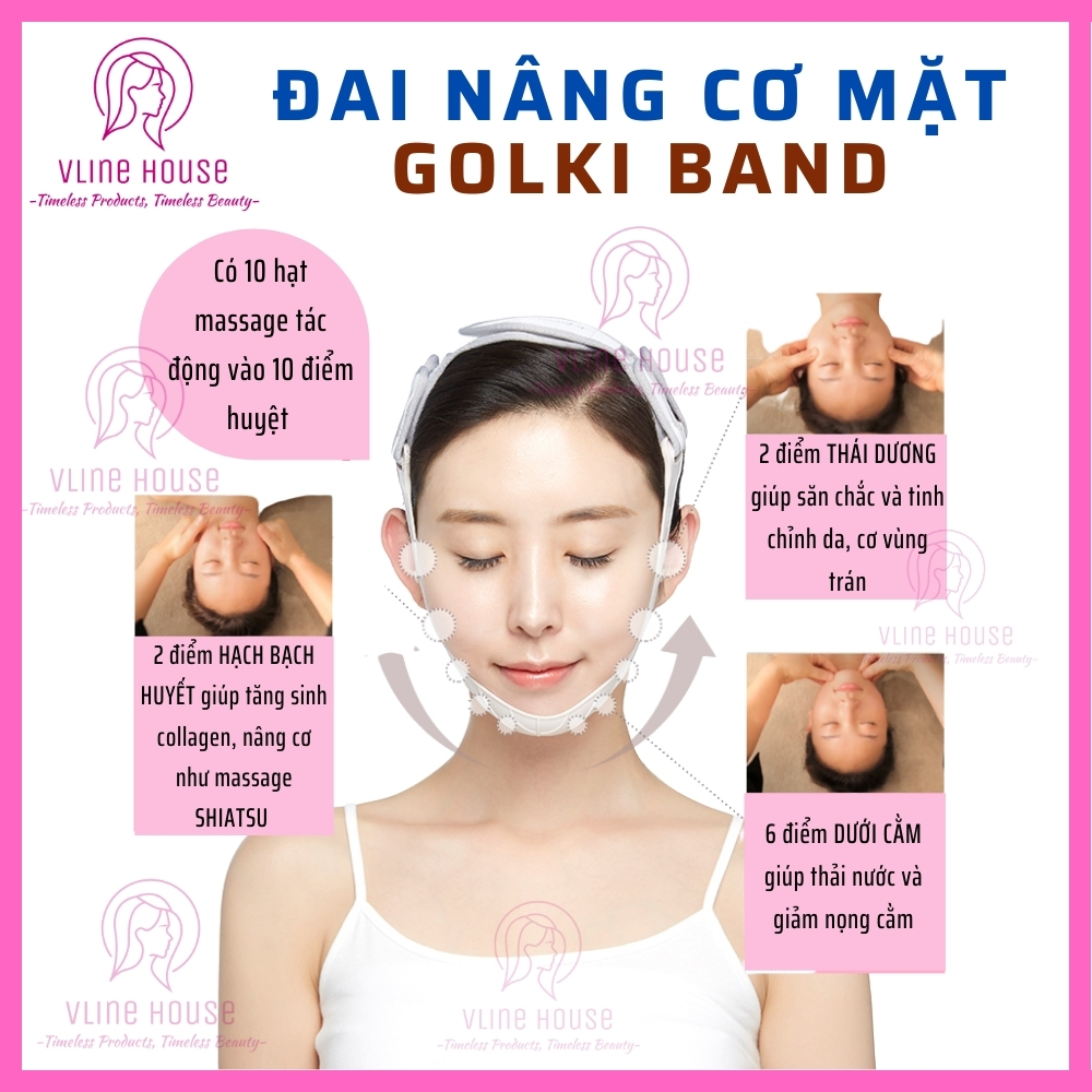 GOLKI BAND VLINE Đai đeo thon gọn mặt, nâng cơ, giảm nhăn, massage