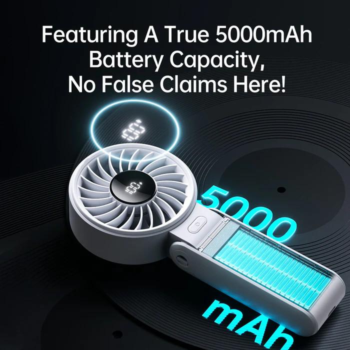 Quạt cầm tay mini Jisulife Life 7 ABS 5 cấp độ gió 3600mAh/5000mAh - Sử dụng liên tục 12h - Hàng Chính hãng