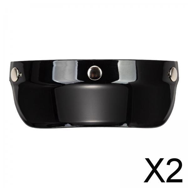 2xMotorcycle Peak Shield with 3 Snap Scratch Resistant for 3/4 Black