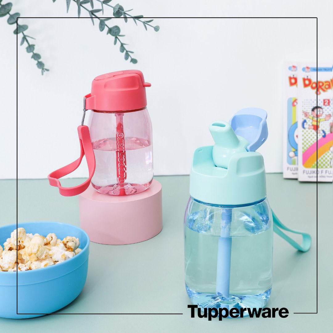 Bình Nước Tupperware Mini Lohas Có Ống Hút  – Xanh Mint
