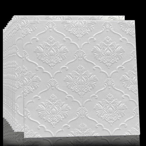 Bộ 5 Tấm Xốp Dán Tường Cổ Điển Hoa Sen 3D Màu Trắng 70x70cm Siêu Đẹp, Sang Trọng