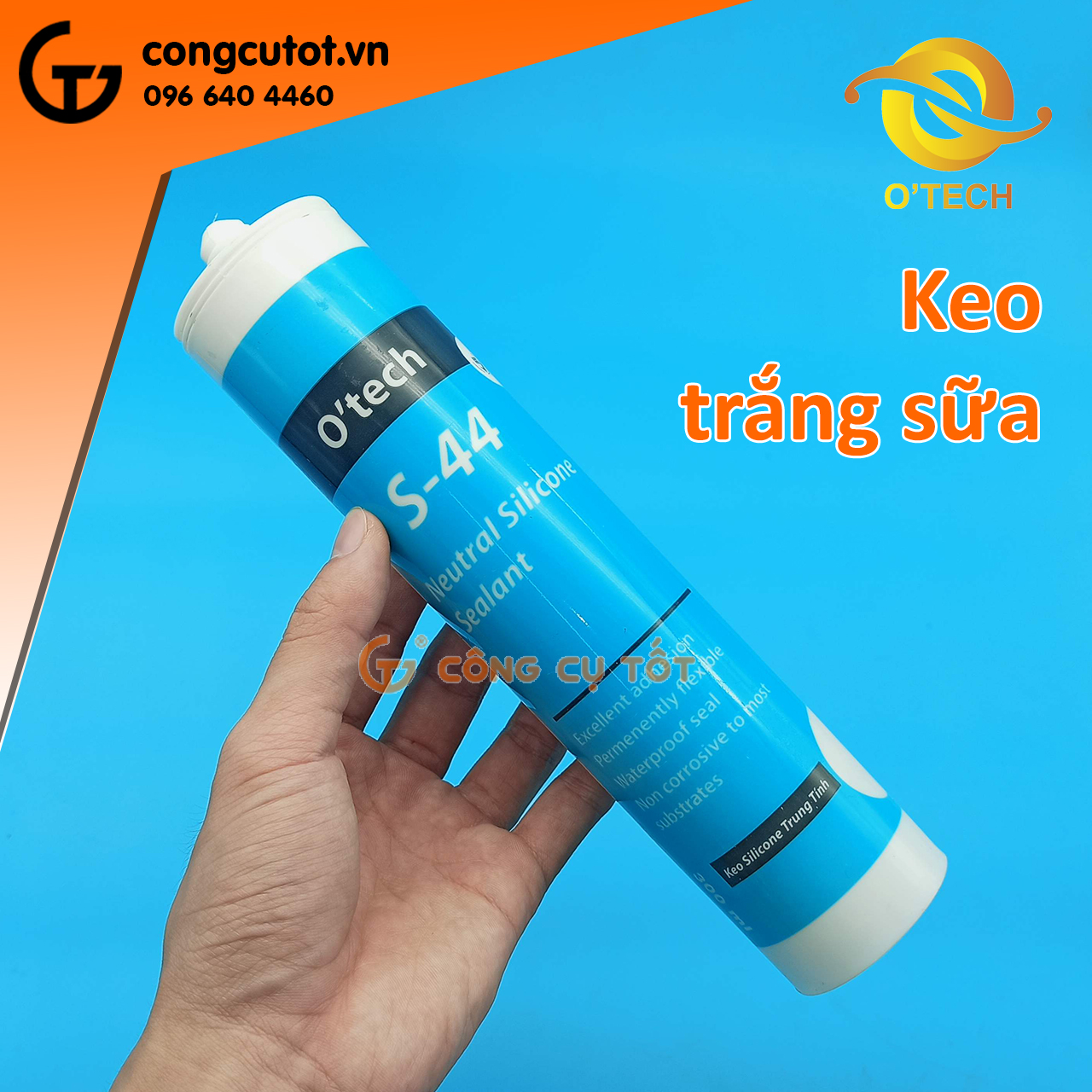 Keo silicone trung tính 300ml OTECH S-44 trắng sữa