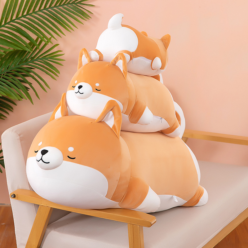 Gấu Bông Chó Shiba Nằm Ngủ Mập Ú Siêu Cưng Cute (35cm---&gt;70cm) Gối Ôm Chó Shiba Ngủ Say Mẫu Mới Dễ Thương Đáng Yêu