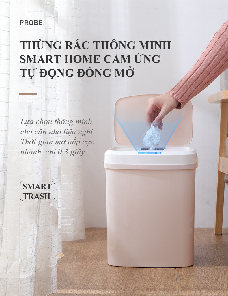 THÙNG RÁC CẢM ỨNG TỰ ĐỘNG 16L PIN SẠC GD00009