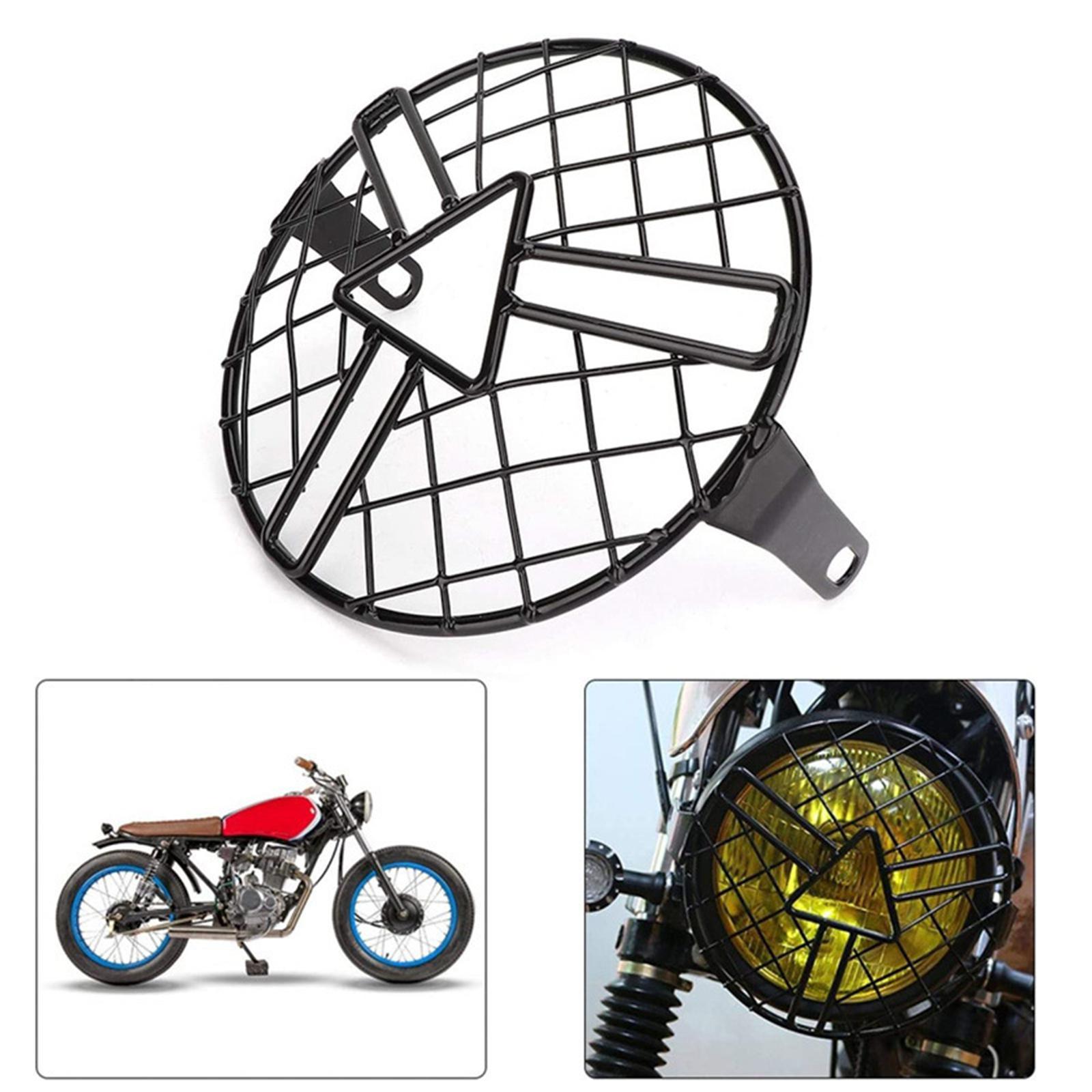 6.5" Motorcycle Headlight Mesh Grill Guard Headlamp Light Cover for Cafe Racer