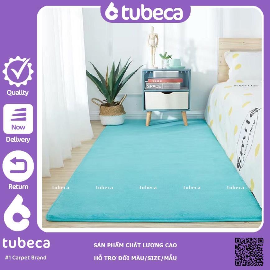 Thảm Nhung Mịn Cao Cấp Trải Sàn Phòng Khách | Màu Xanh Nước Biển | Dày dặn | 2m x 1m6 | TUBECA