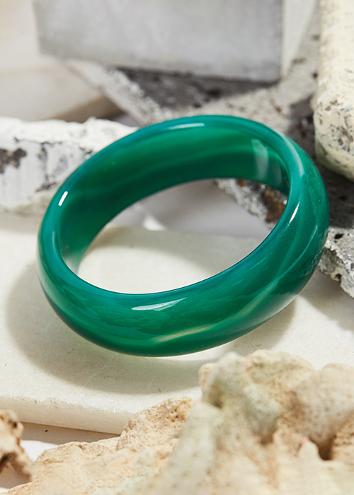 Vòng tay đá mã não bản hẹ xanh đậm ni 60mm mệnh mộc hỏa - Ngọc Qúy Gemstones