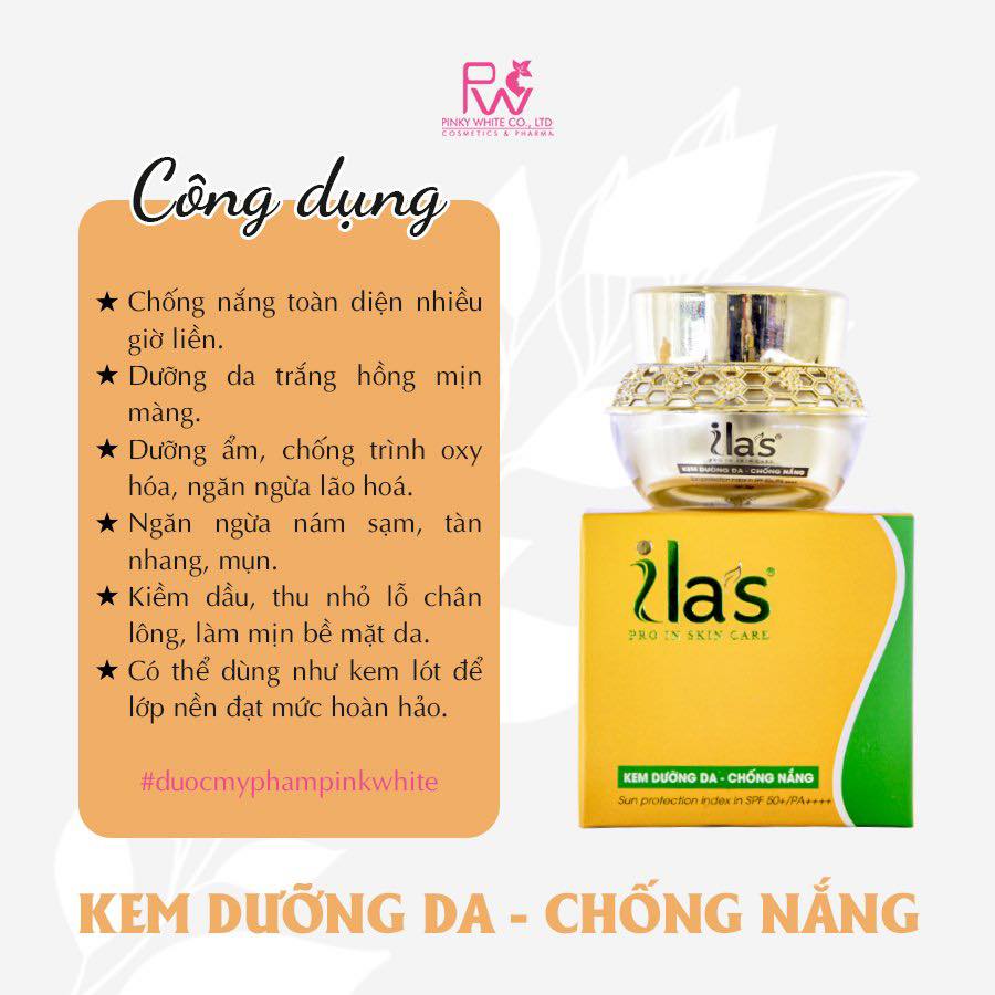 KEM CHỐNG NẮNG DƯỠNG TRẮNG KIỀM DẦU KHÔNG LÀM KHÔ DA ILA'S CHÍNH HÃNG 20G