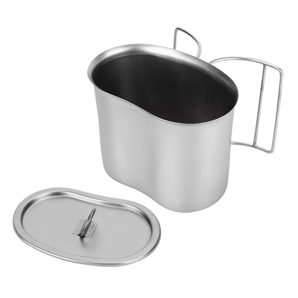 Outdoor Camping Stainless Steel Canteen Cup with Lid Single Pot Lunch Box