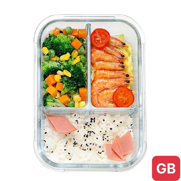 Hộp Đựng Cơm 3 Ngăn, Hộp Đựng Thức Ăn Thủy Tinh Cường Lực Chịu Nhiệt Tốt, An Toàn Cho Sức Khỏe