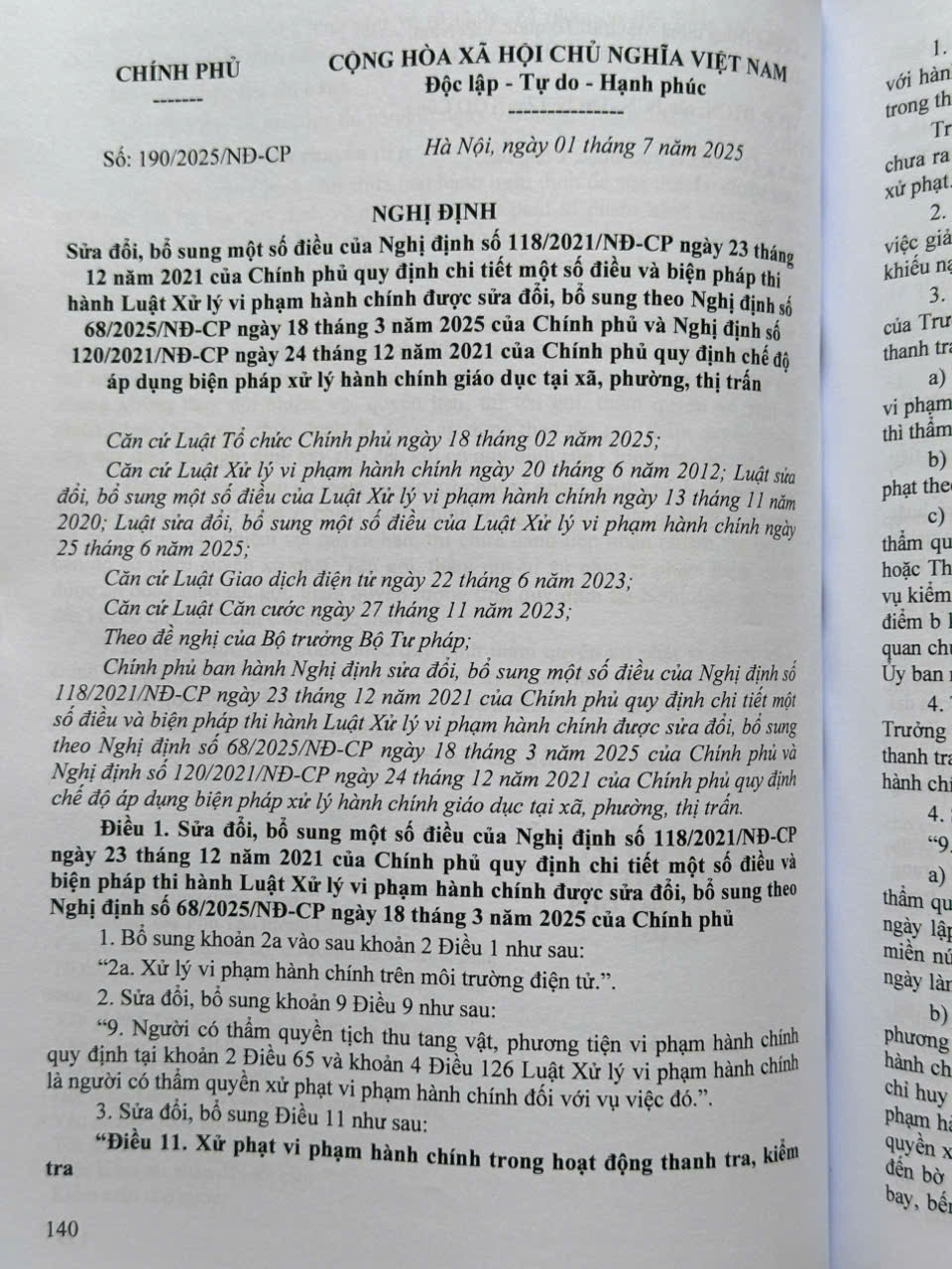 Luật Xử Lý Vi Phạm Hành Chính sửa đổi, bổ sung năm 2025 – Các Văn Bản Quy Định Chi Tiết và Biện Pháp Thi Hành (V2610T)