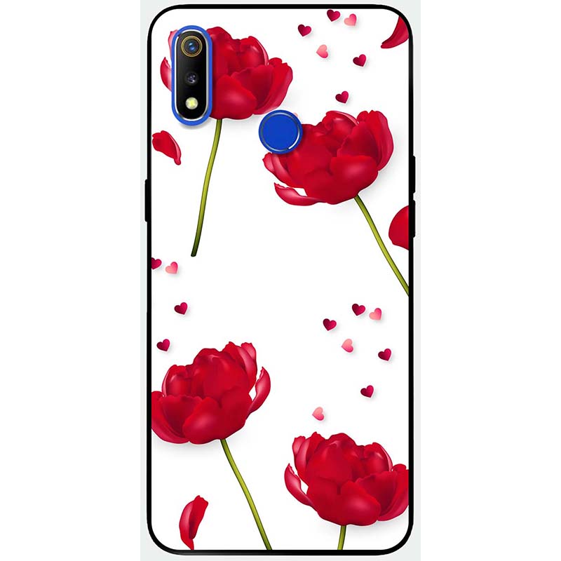 Ốp lưng dành cho Realme 3 mẫu Hoa đỏ nền trắng