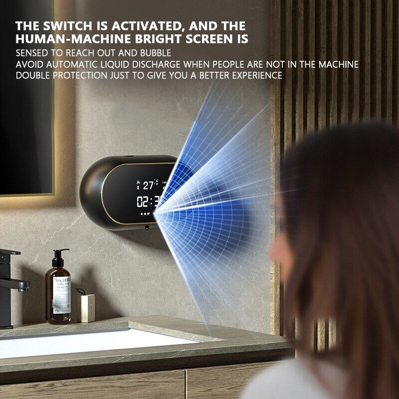 Máy Nhả Xà Phòng Nhà Tắm Treo Tường Hiển Thị Giờ Và Nhiệt Độ BASIN BOXTECH tặng 1 chai xà phòng - hàng cao cấp