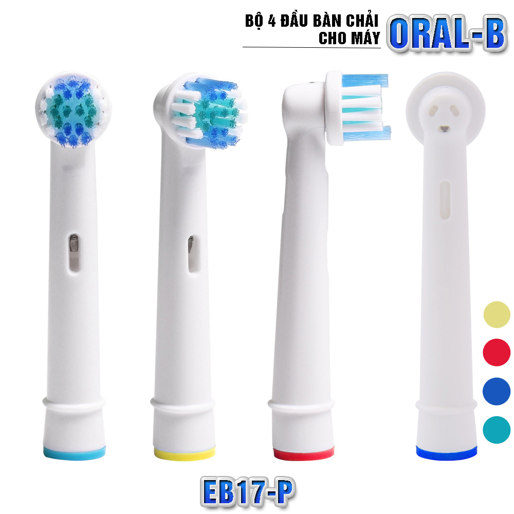 Cho máy Oral B Braun, bộ 4 Đầu Bàn Chải đánh răng điện thay thế MIHOCO EB17-P 