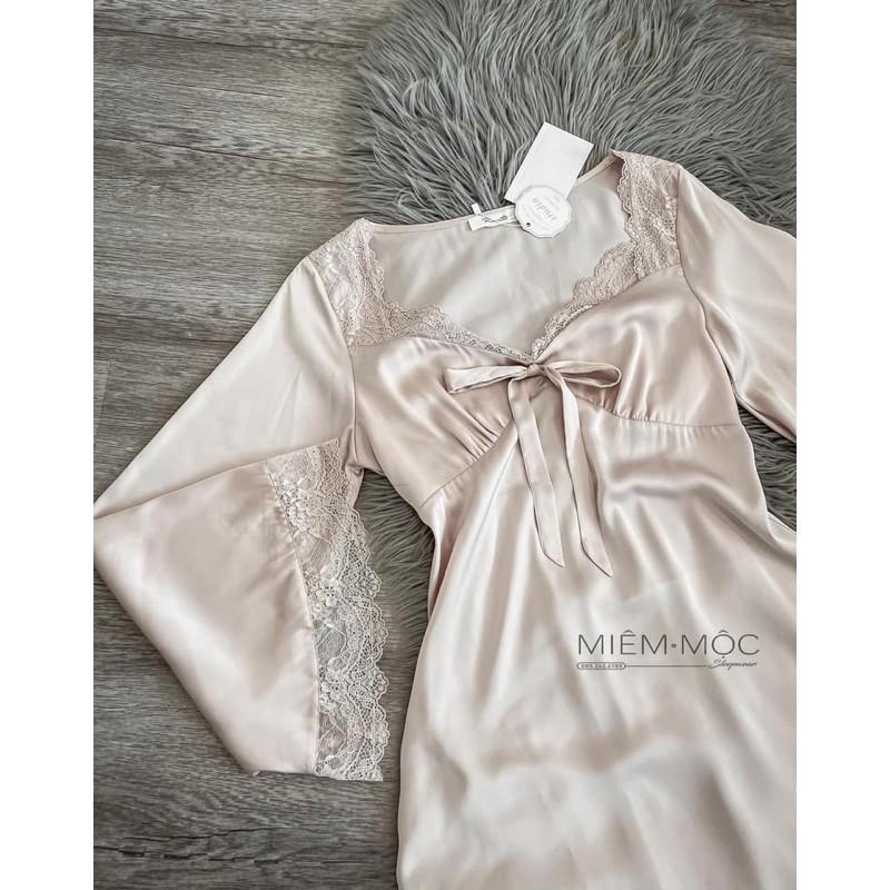 VÁY NGỦ LỤA SATIN CAO CẤP TAY DÀI