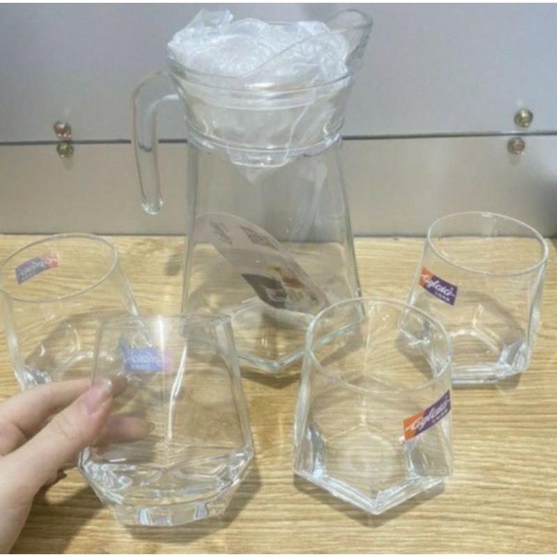Bình thủy tinh lục giác miệng rót 1200ml