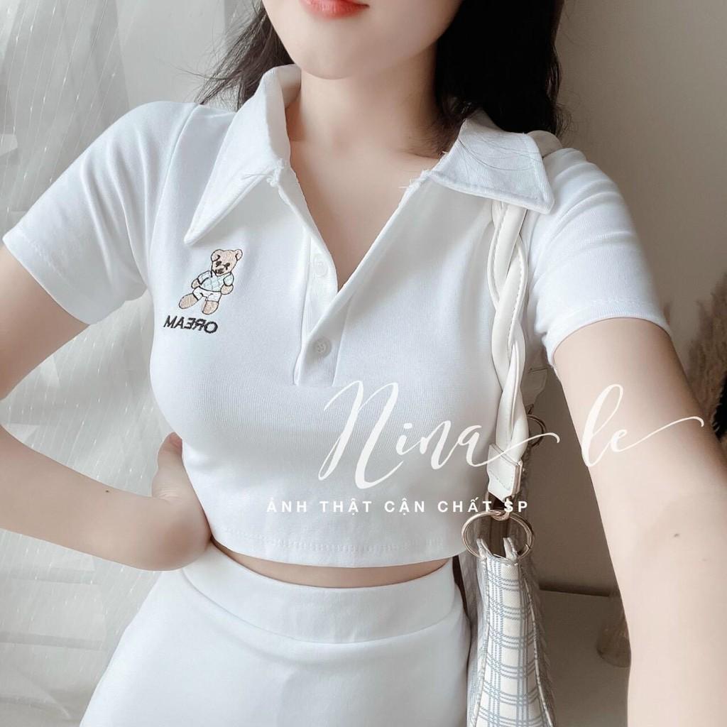 Set Gấu Cổ Bẻ - Chân Váy Chữ A Baby