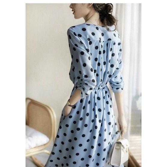 ĐẦM XÒE XANH CHẤM BI ĐEN SIÊU XINH