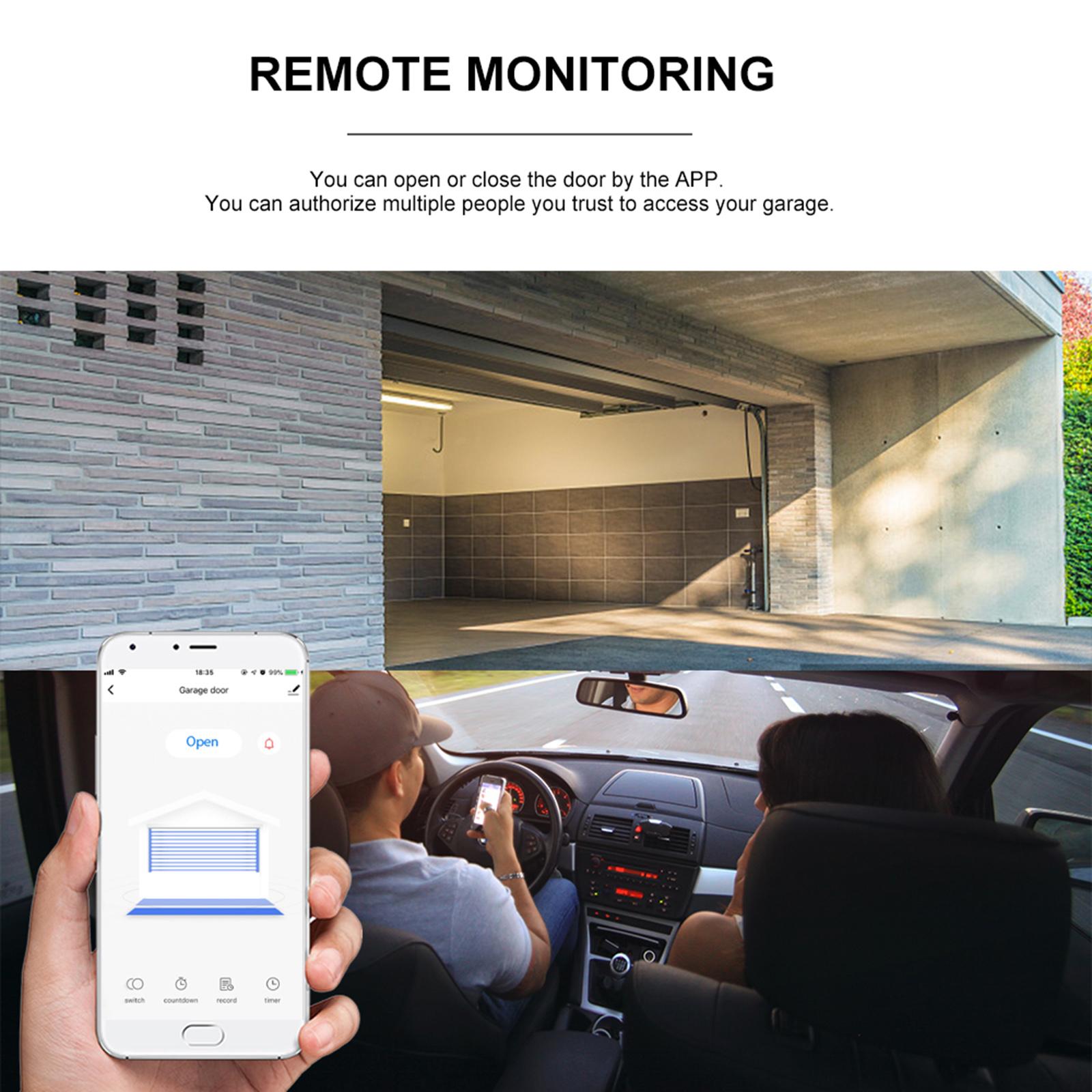 WIFI Intelligent Garage Door Opener Controller Lift Switch Mobile Phone APP Remote Control Timer Switch Compatible with Amazon Alexa and Google Home, IFTTT for Voice Control