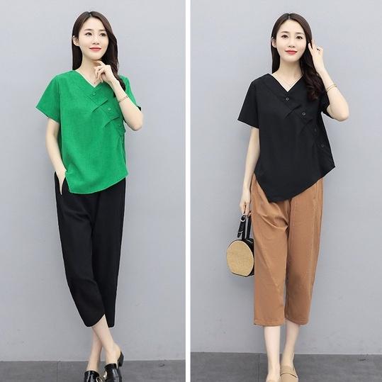 Bộ mặc nhà nữ, chất liệu Đũi mát mẻ, thấm hút mồ hôi, đồ bộ mặc nhà, đồ bộ trung niên nữ NeSa Shop