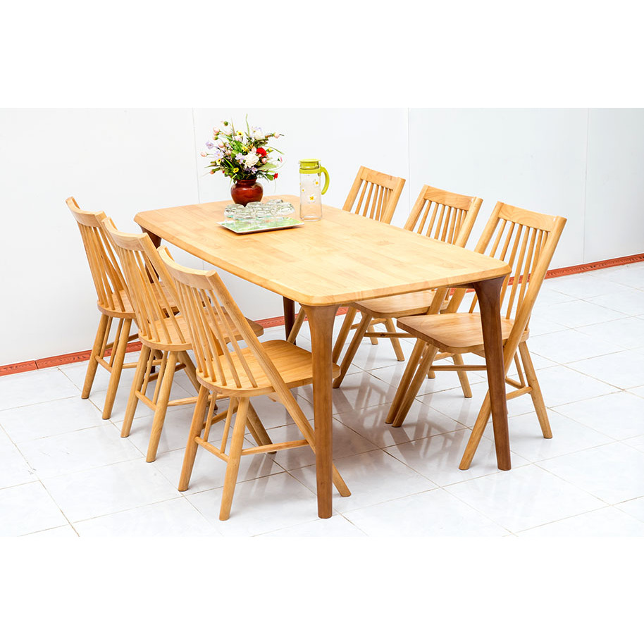 Bộ bàn ăn gỗ cao su Nội Thất Nhà Bên Nan 27