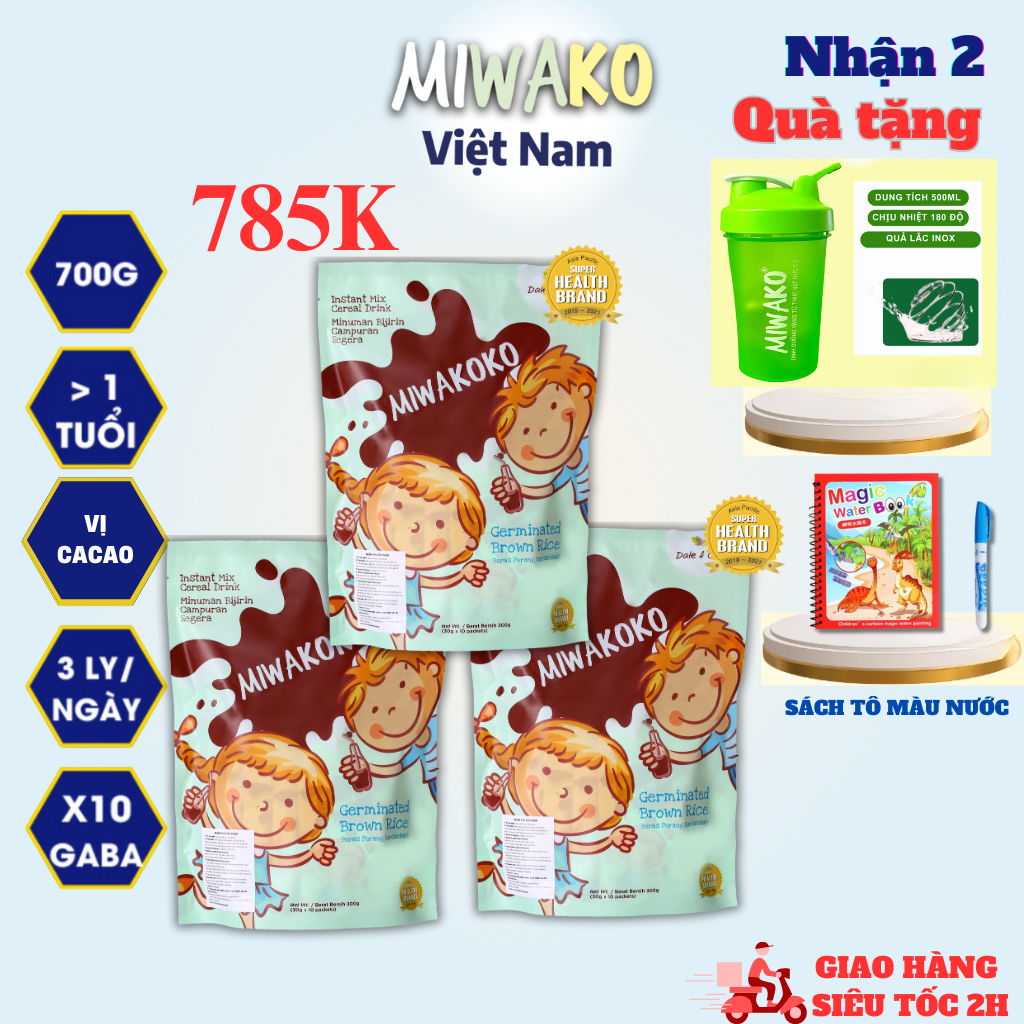 Sữa Hạt MIWAKOKO Vị Cacao Túi 300g x 3 Túi Date 30/03/2025
