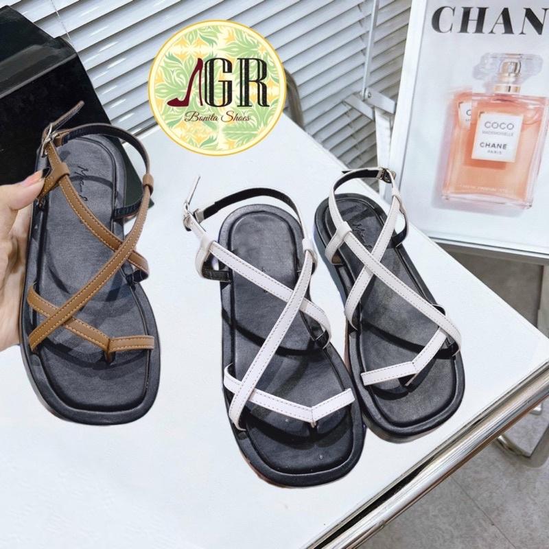 Sandal xuồng xỏ 4 dây đan da mềm cao 3 cm