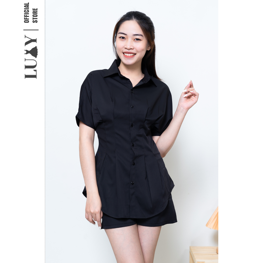 Set sơ mi và quần LUXY V197 dáng giả váy vải lụa hàn đủ size từ 43kg-68kg