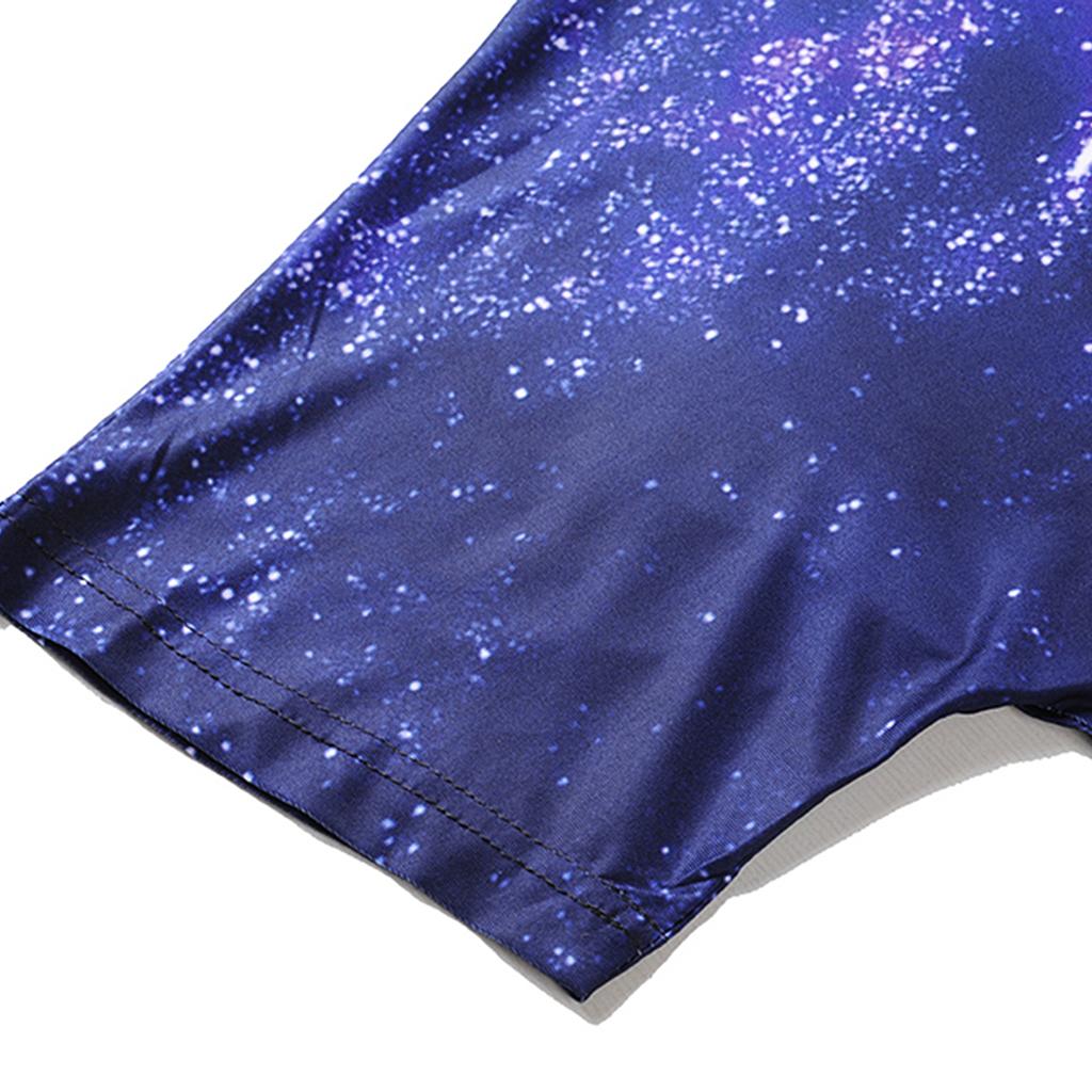 Men's Fashion Style Print Shirts Tops Tee Short Sleeve Casual Tee Shirt Starry Purple