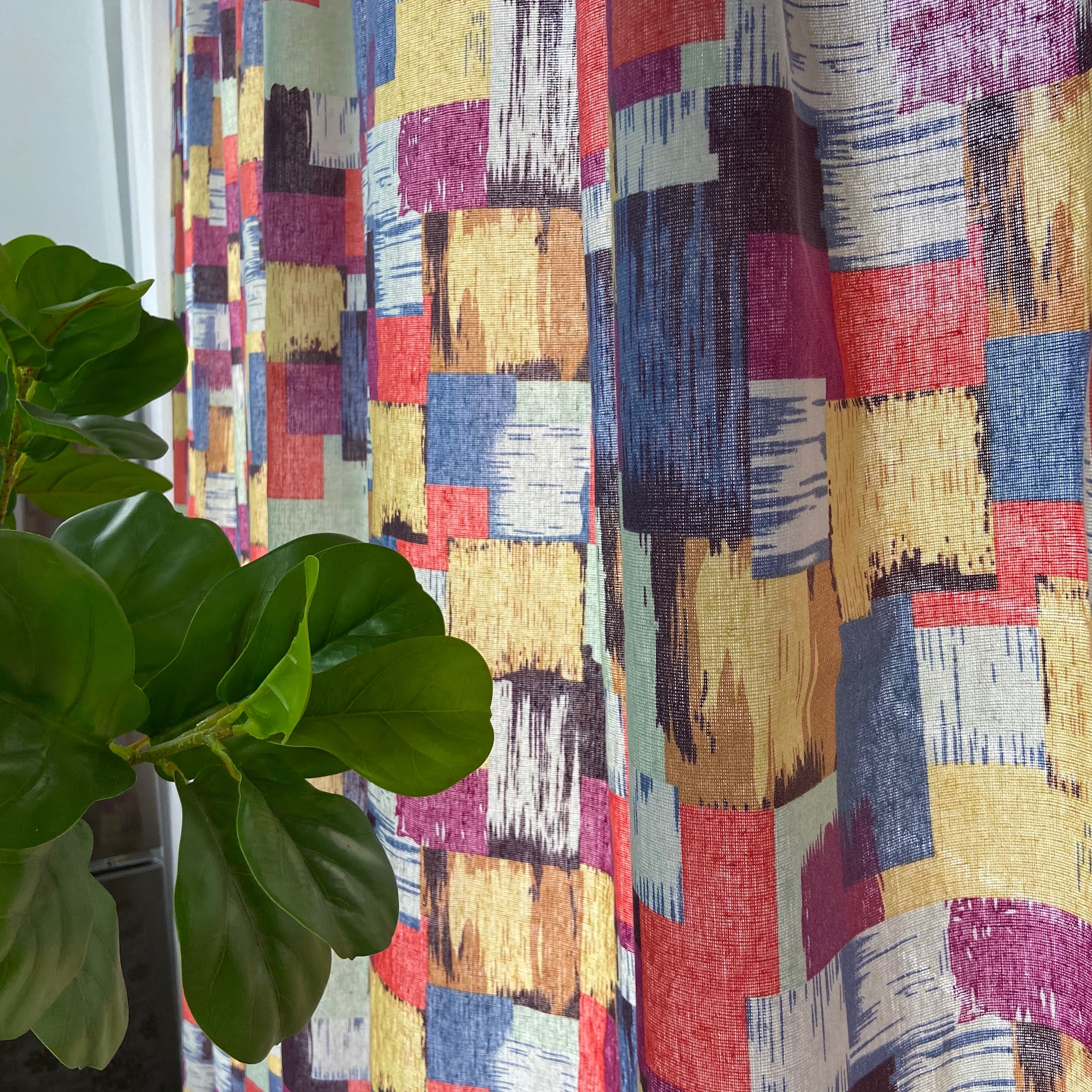 Rèm cửa sổ chống nắng decor MARYTEXCO trang trí nhà cửa, làm dịu nhẹ ánh sáng tự nhiên, rèm ore hoàn thiện tặng kèm dây buộc rèm vintage - họa tiết SẮC MÀU R-A05