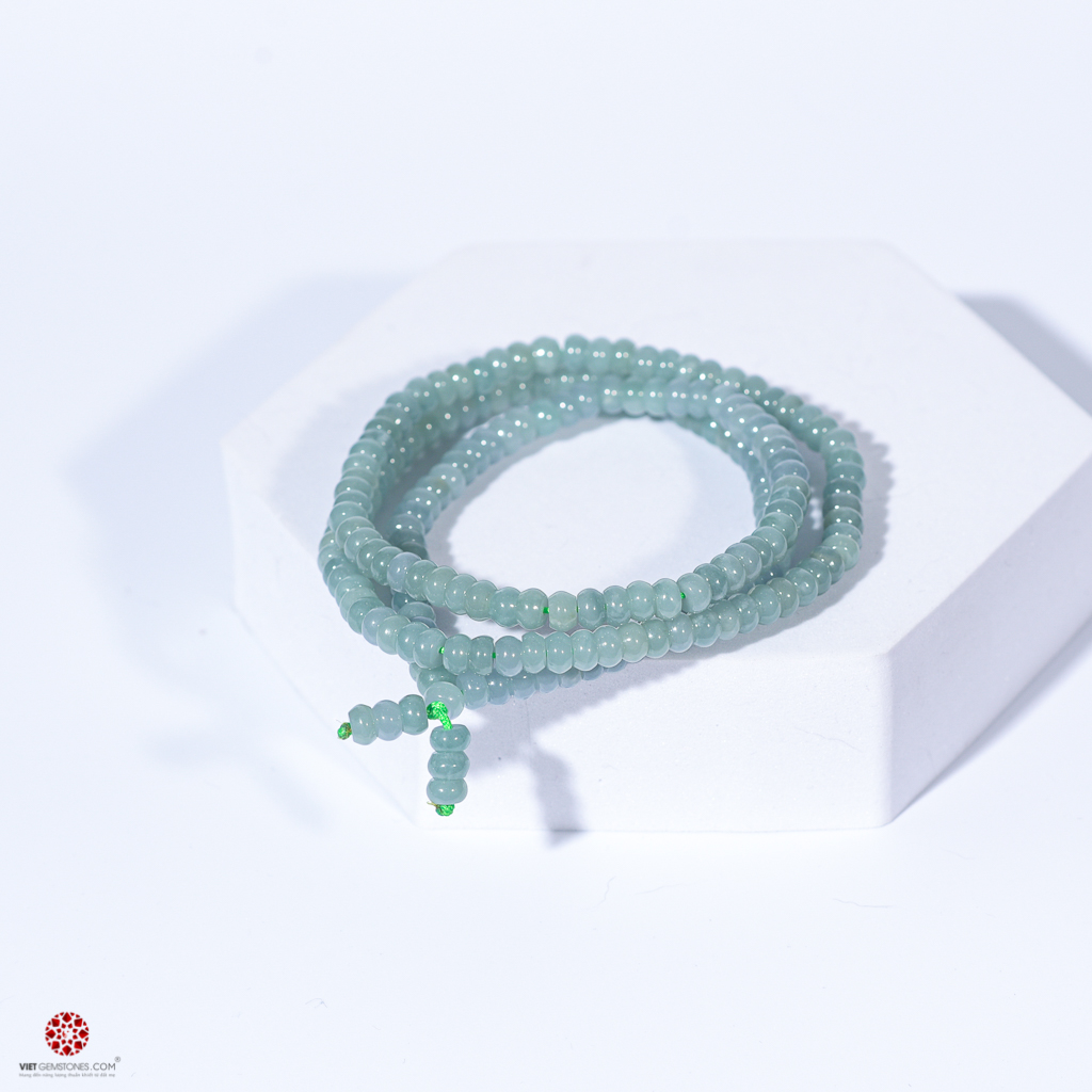 Chuỗi vòng ngọc đeo cổ cẩm thạch Jade - Chất ngọc cao cấp, nhanh lên nước - Phù hợp với trang phục truyền thống. Hợp tất cả các mệnh | VietGemstones
