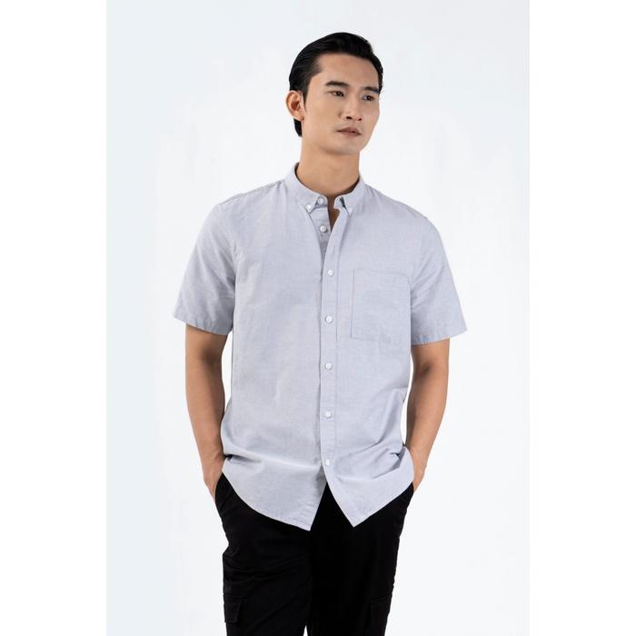 ÁO SƠ MI NAM TAY NGẮN OXFORD TRƠN FORM FITTED - 10F22SHS002C | LASTORE MENSWEAR