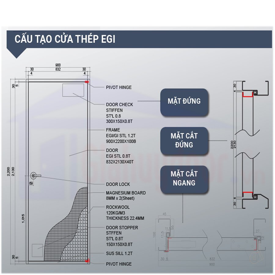 Cửa Thép Hàn Quốc 311TB_T Chống Cháy Hiện Đại, Bền Đẹp, Tinh Tế