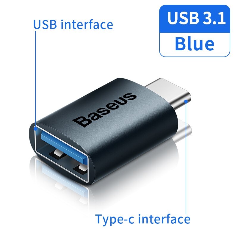 Đầu Chuyển Đổi OTG USB 3.1 Baseus Từ Type-C Ra USB/ USB Ra Type-C Cho Macbook Xiaomi Samsung 10Gbps - Hàng Chính Hãng