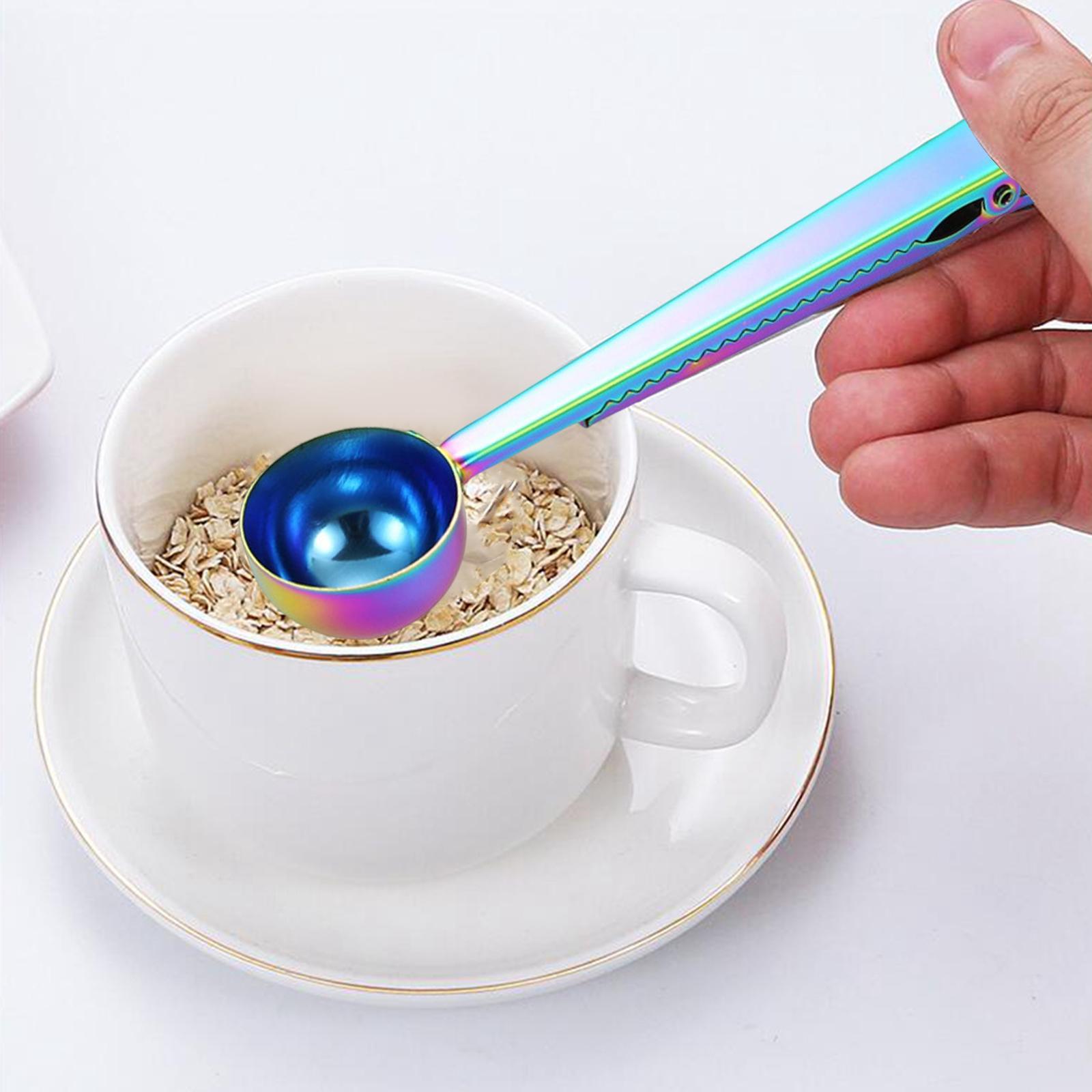 2 in 1 Coffee Bag Clip Coffee Powder Spoon Tablespoon for Milk Powder,
