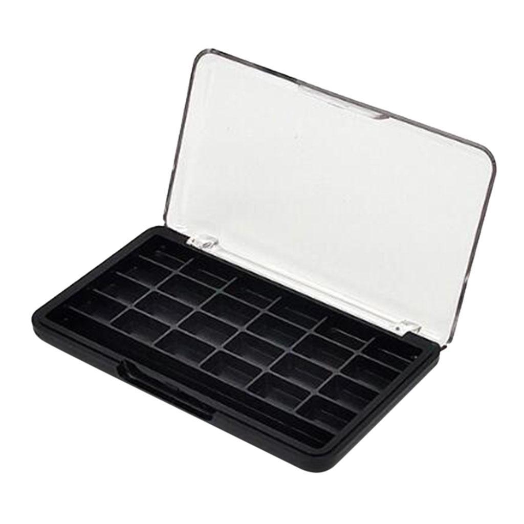 2Pcs 24 Grids Eyeshadow Palette Box Blush Powder Holder Case w/ Brush Slot