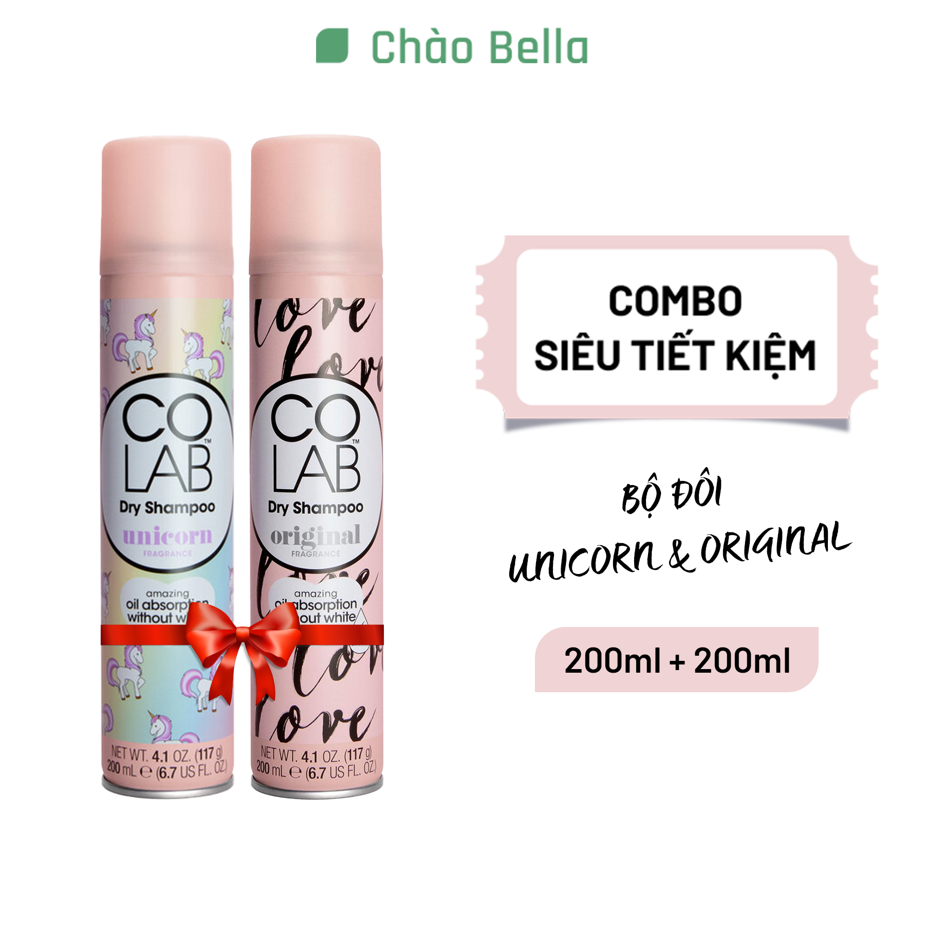 Combo 2 Chai Dầu Gội Khô Colab mùi Original + Unicorn 200ml/chai