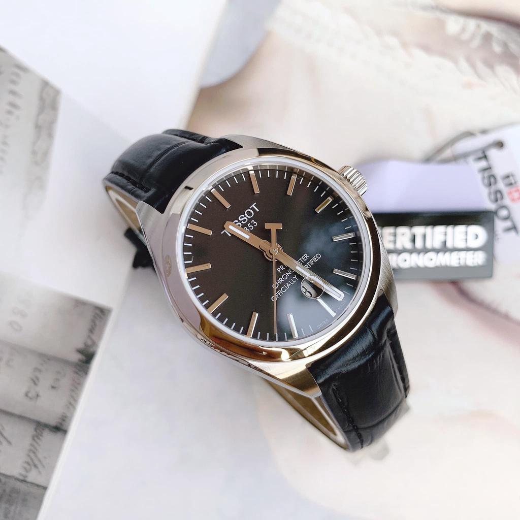 Đồng Hồ Nữ Tissot T1012511605100 mặt đen lịch ngày (Size 33mm)