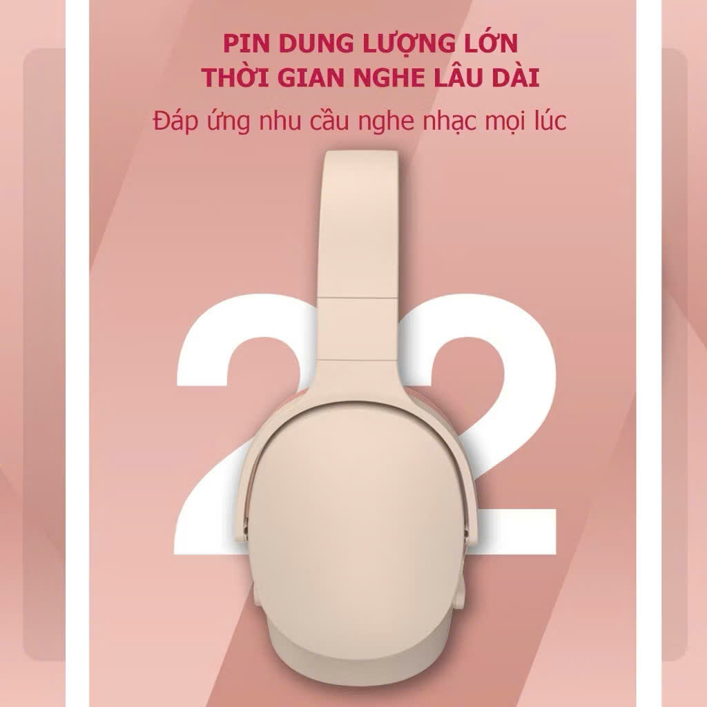 Tai nghe chụp tai bluetooth không dây âm Bass sâu trầm ấm có mic đàm thoại chống ồn, độ trễ cực thấp, gập gọn chơi game - Hàng chính hãng