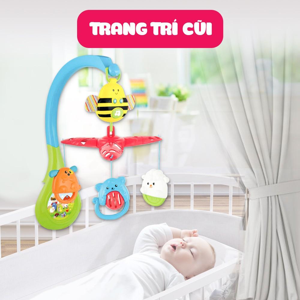 Treo nôi cũi phát nhạc / tiếng ồn trắng ru ngủ đa năng hình con ong Winfun 0856 - Đồ chơi treo có thể tháo rời - tặng đồ chơi tắm 2 món